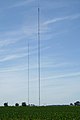 The 411.8-meter (1,351.0 ft) tall WBUI tower (left tower) near Argenta, Illinois, 2007.[9]