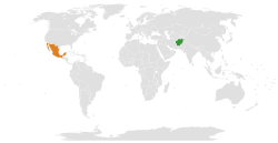 Map indicating locations of Afghanistan and Mexico