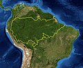 Image 24A map of the Amazon rainforest ecoregions. The yellow line encloses the ecoregions per the World Wide Fund for Nature. (from Ecoregion)