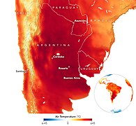 Heat wave intensification. Events like the 2022 Southern Cone heat wave are becoming more common.[266]