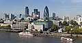 Image 12 City of London Photo credit: David Iliff The City of London skyline as viewed toward the northwest from the top floor viewing platform of London City Hall on the southern side of the River Thames. Not to be confused with the London metropolitan area, the City covers 1.12 sq mi (2.90 km2) and, along with Westminster is the historic core of London around which the modern conurbation grew. More featured pictures