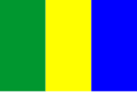 Flag with green, yellow and blue vertical stripes