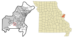 Location of Twin Oaks, Missouri