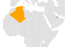 Map indicating locations of Qatar and Algeria