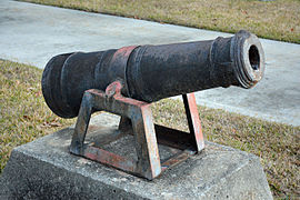 Cannon from Fort Morris on display at the Liberty County Courthouse