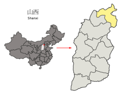 Location of Datong City jurisdiction in Shanxi