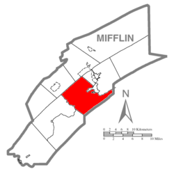 Map of Mifflin County, Pennsylvania highlighting Granville Township