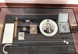 Presidential umbrella with monogram A. S., plate with Antanas Smetona picture, Swiss watch