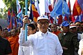 CNRP President Sam Rainsy leads supporters to submit petitions to Western embassies calling for an independent investigation into alleged election irregularities.