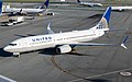 Image 48The Boeing 737 series of aircraft, as seen here in the United Airways livery, is a popular choice for airlines that operate narrow-body aircraft. (from Aviation)