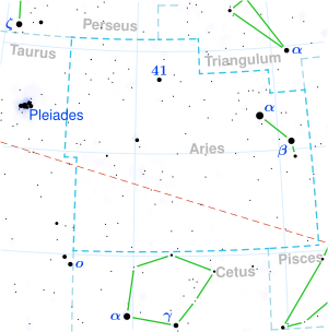 TZ Arietis is located in the constellation Aries.