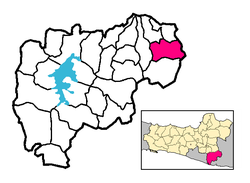 Location of Purwantoro within Wonogiri Regency