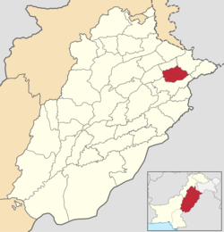 Map of Punjab with Gujranwala District highlighted