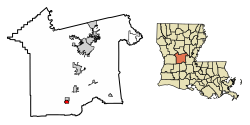 Location of Glenmora in Rapides Parish, Louisiana.