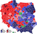 Results of the Sejm election, showing vote strength by powiats (in 1999 borders).