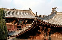 Temple roof exhibiting a xieshan hip-and-gable style