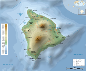 Topographic map of the island of Hawaii