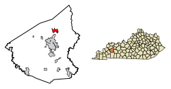 Location of Hanson in Hopkins County, Kentucky.