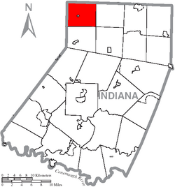 Map of Indiana County, Pennsylvania Highlighting West Mahoning Township