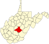 State map highlighting Nicholas County