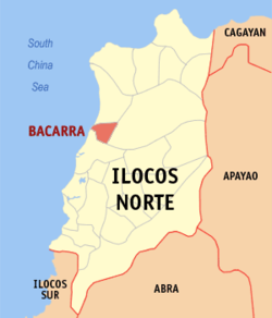 Map of Ilocos Norte with Bacarra highlighted