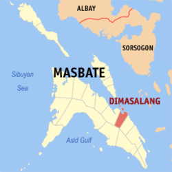 Map of Masbate with Dimasalang highlighted
