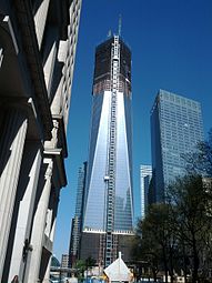 One World Trade Center on April 13, 2012. Steel is up to 100 floors, and glass is at 71.