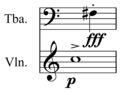 Image 21Notation indicating differing pitch, dynamics, articulation, and instrumentation (from Elements of music)