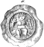 Medieval silver bracteate minted by the Burgraves of Dohna; the earliest minted from c. 1200