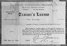 Women could obtain a trainer's license, but not a jockey's license.