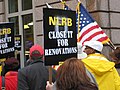 Image 36Union members picketing recent NLRB rulings outside the agency's Washington, D.C., headquarters in November 2007.