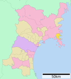 Location of Onagawa in Miyagi Prefecture