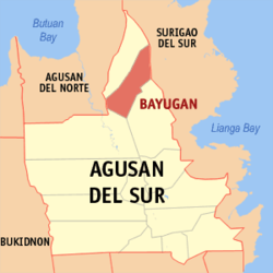 Map of Agusan del Sur with Bayugan highlighted