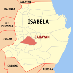 Map of Isabela with Cauayan highlighted