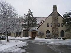Historic Potawatomi Inn with original entrance visible.