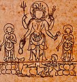 Two leaves in Samkrantiyajnavidhi illustrating proportions for Harihara – half Shiva, half Vishnu.