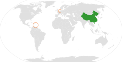 Map indicating locations of China and Netherlands