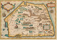A 1595 map of Sri Lanka created by Dutch cartographer Petrus Plancius