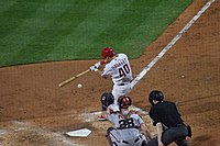 Adam Haseley swings at a pitch