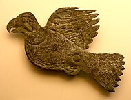 Repoussé copper falcon at American Museum of Natural History