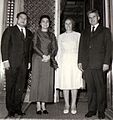 Image 32Norodom Sihanouk and his wife with Nicolae Ceauşescu and his wife Elena Ceauşescu, 1974 (from History of Cambodia)