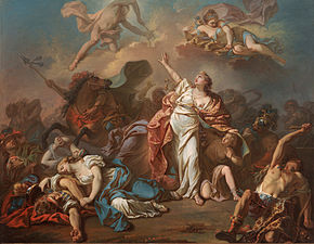 Jacques-Louis David, Apollo and Artemis attacking the twelve children of Niobe, 1772
