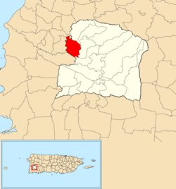 Location of Duey Bajo within the municipality of San Germán shown in red