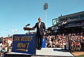 Then-U.S. President George W. Bush speaking at the Shrine on Airline (then Zephyr Field) in 2001