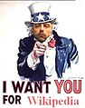 I want YOU for Wikipedia. Idea by Redwolf24 and image by Essjay