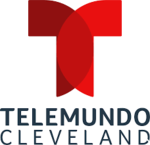 A large red "T" with "Telemundo Cleveland" in black text underneath.