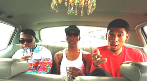 Domo Genesis, Left Brain, and Hodgy in April 2013 (pictured from left to right)