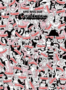 The live album's cover art. It features a crowd of sketch figures in white and pink clothing, holding signs with the text "Continues". Near the top is the text "Live Tour 2017" and "Continues" in a stylish font.