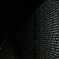 This is what happens when you combine the half-assed flash on a Nikon Coolpix with a dark night: A really artistic looking shot of the Vietnam War Memorial.