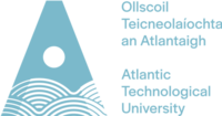 Logo of the Atlantic Technological University consisting of a large stylised teal-coloured "A" with a wave pattern accompanied by the name of the university in both Irish and English